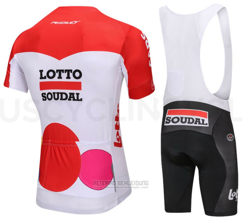 2018 Fahrradbekleidung Lotto Soudal Wei und Rot Trikot Kurzarm und Tragerhose